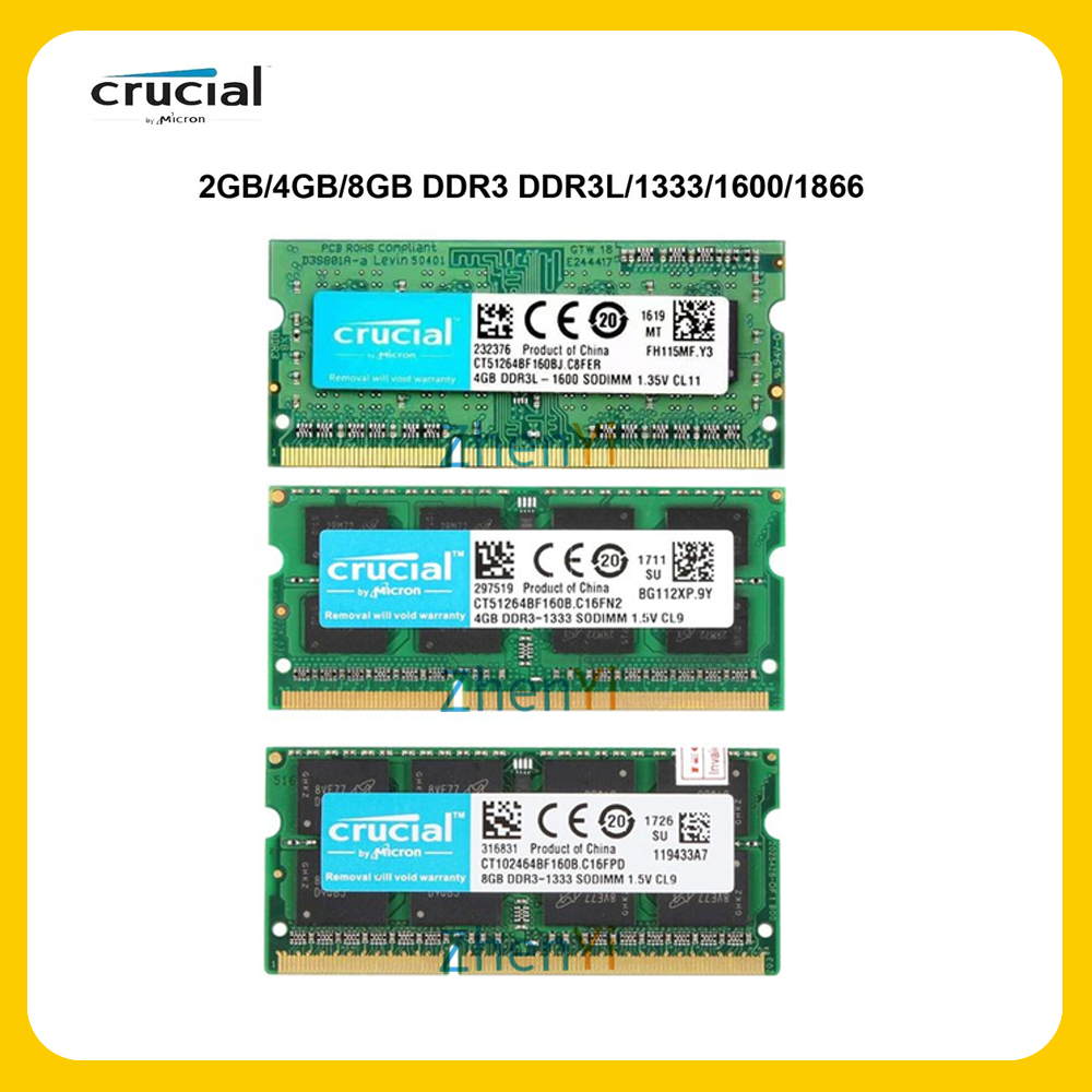Crucial 4GB 8GB DDR3L 1333 1600 1866 MHz PC3L 204Pin 1.35V SO-DIMM Laptop  Memory