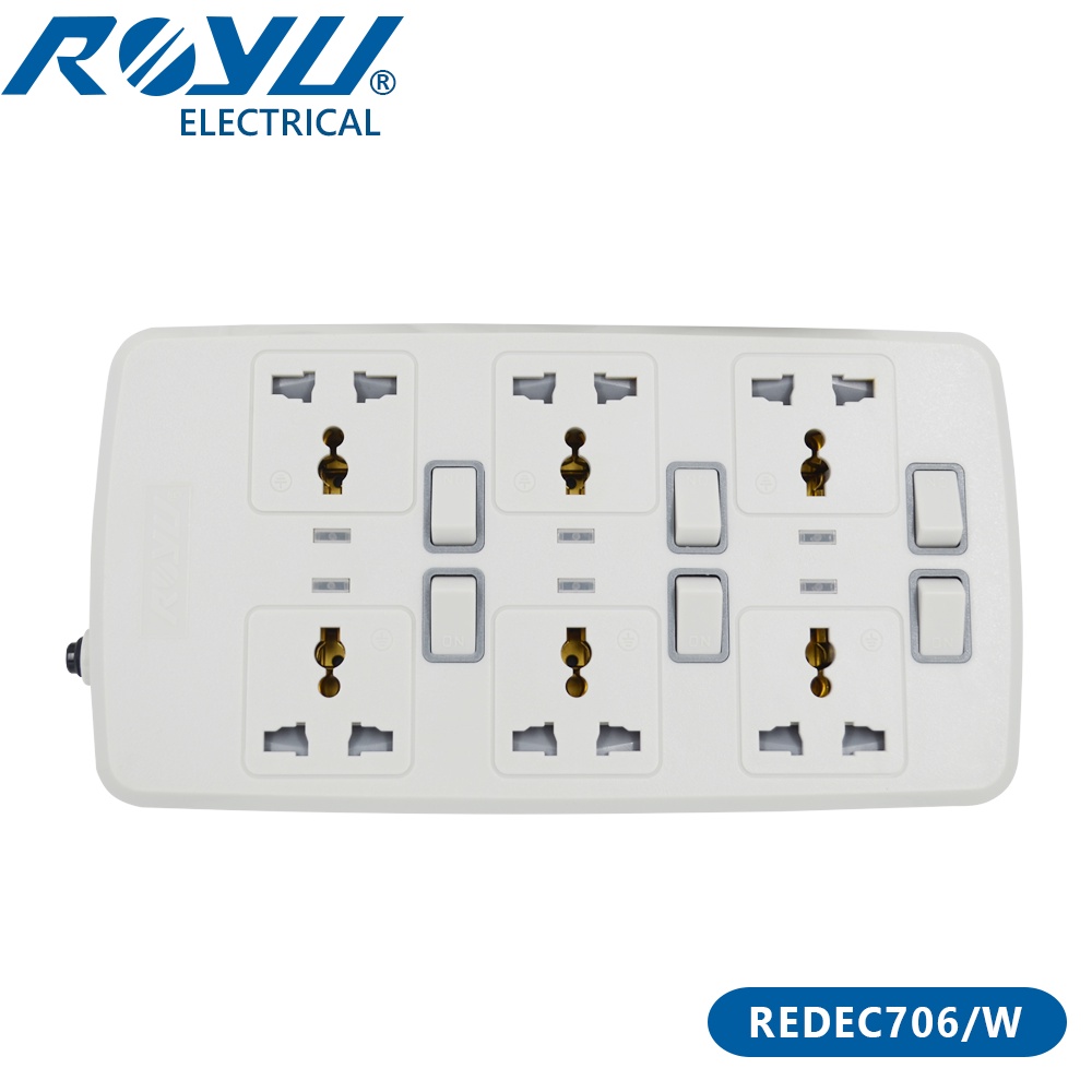 6 Gang Socket Outlet 2 Meters Power Strips Extension Cord Surge