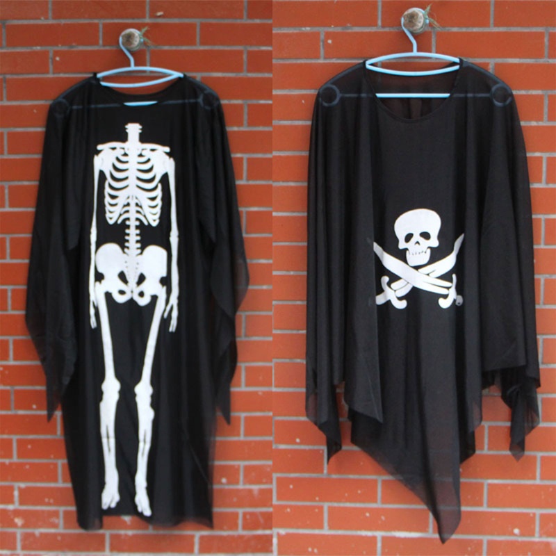 YOUYO Halloween Skull Skeleton Cosplay Costume Scary Ghost Robe with ...