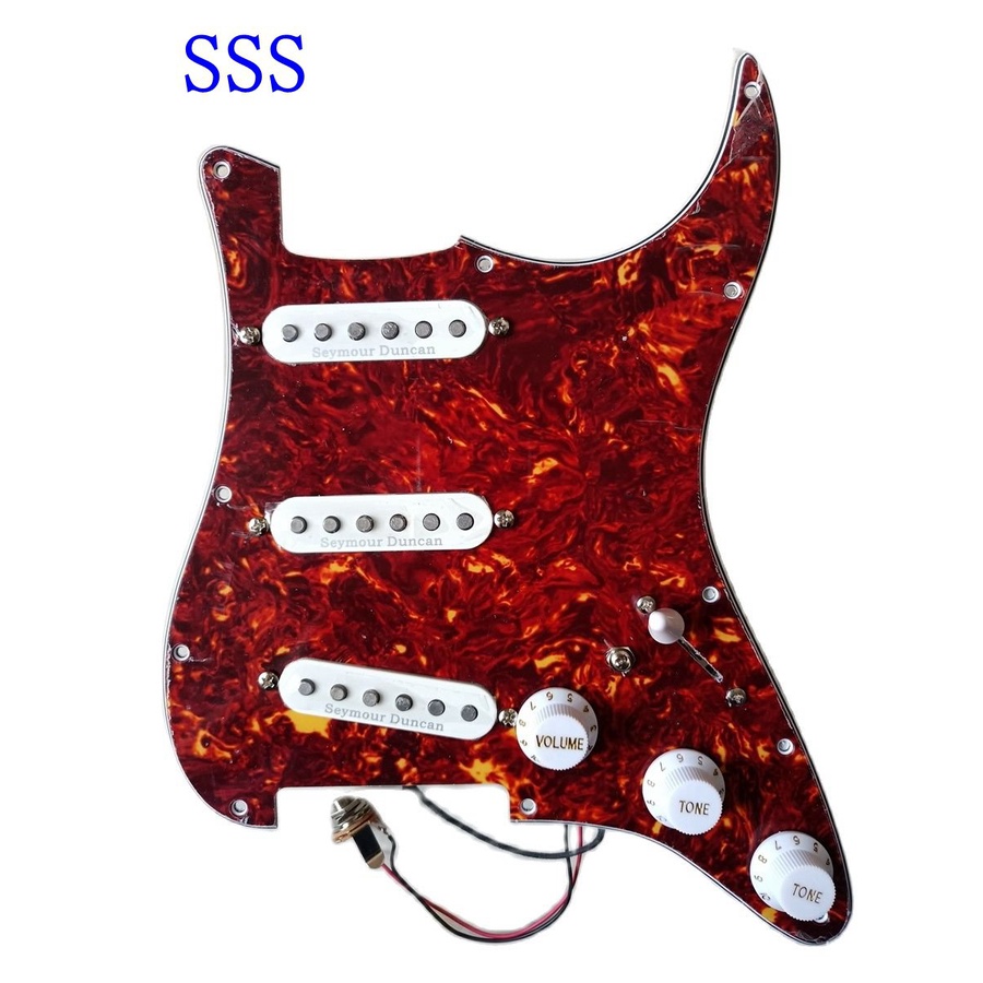 Prewired Fender Strat Guitar Pickguard White Seymour Duncan SSL1 Alnico Pickups 1 Single Cut 7