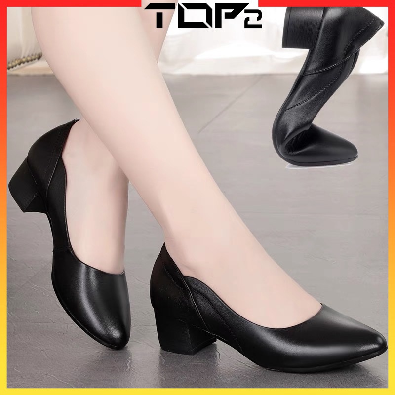 [TOP2] SHUTA Women's Black heels shoes office work shoes fashion style