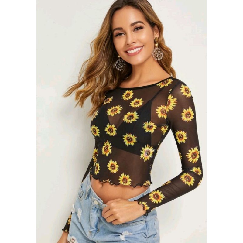 Sheer sales sunflower top