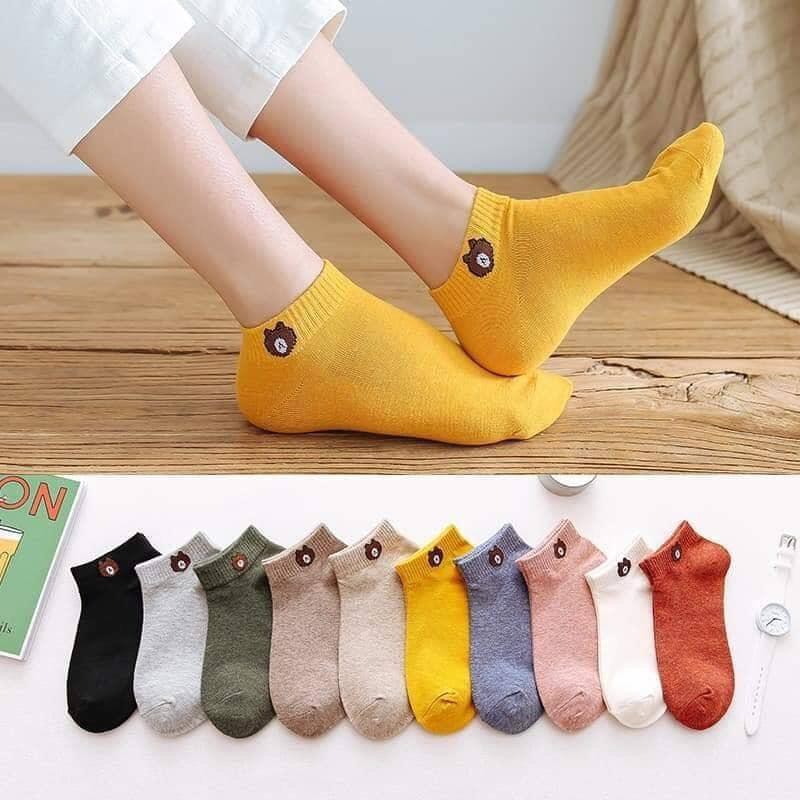 10 Pairs in 1 Pouch Popular Broun Cute Design Korean Socks | Shopee ...