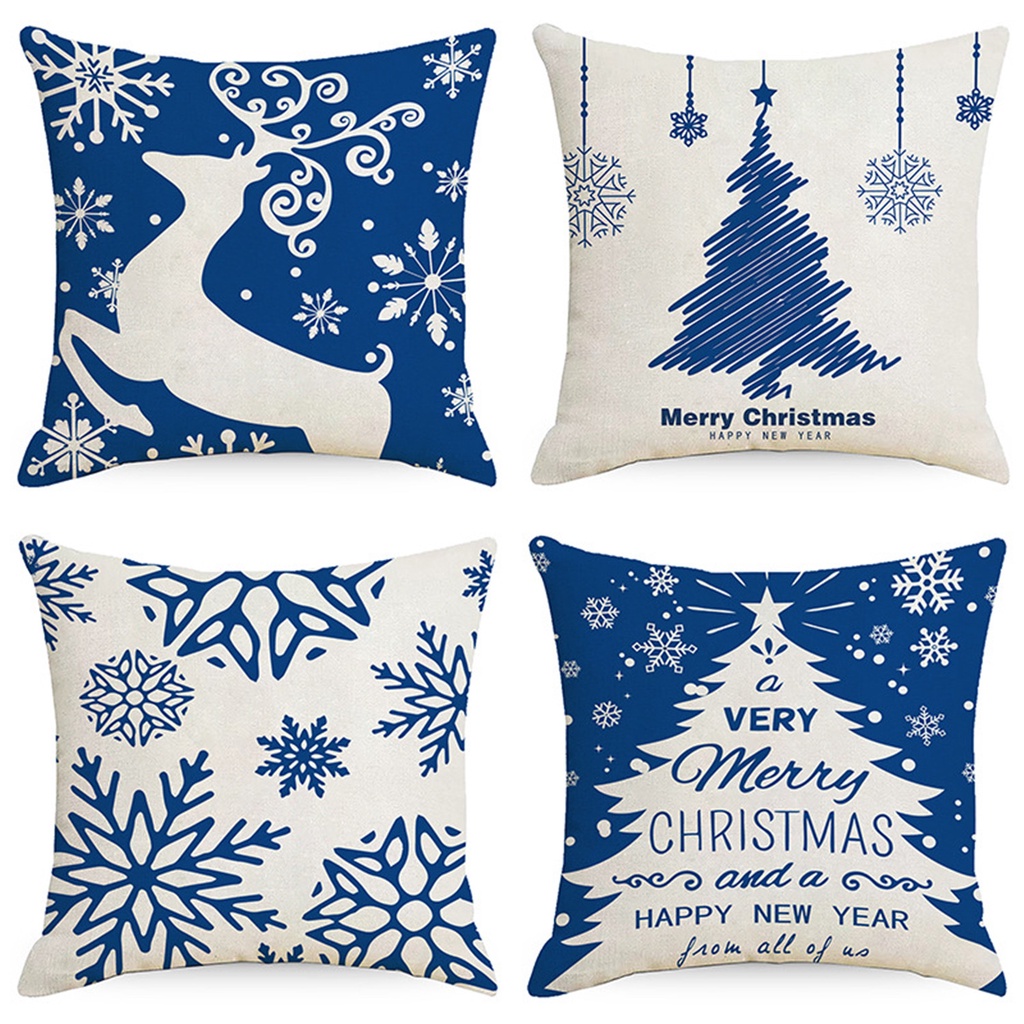 70×70,60×60,50×50,45×45,40×40,Pillow case Merry Christmas Blue.Happy