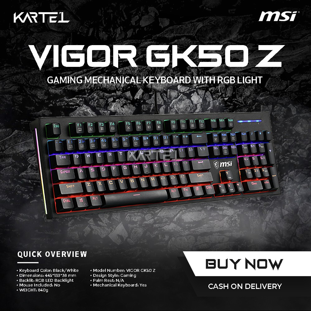 MSI VIGOR GK50 Z Gaming Mechanical Keyboard with RGB Light | Shopee ...