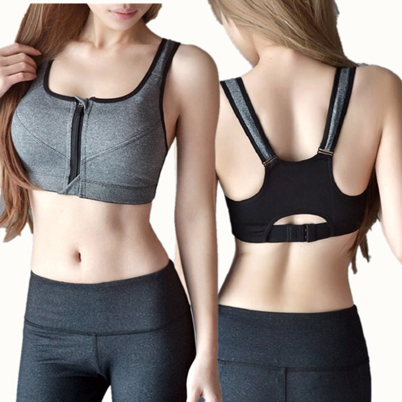 Women Size Push Up Zip Front Close Padded Adjustable Sport Bar Yoga Bra