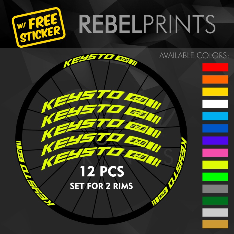 KEYSTO (12 pcs) Wheel Rim Sticker Decal Vinyl for Mountain Bike or Road ...