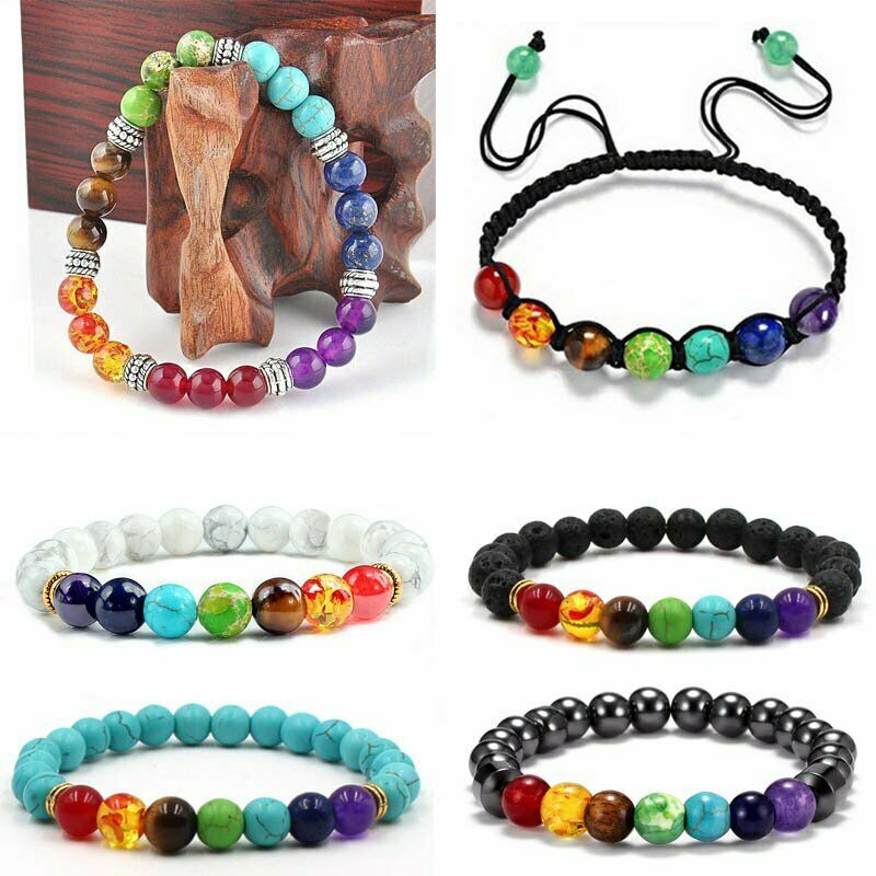 Wholesale 7 Chakra Healing Balance Beaded Bracelet Lava Yoga Reiki ...