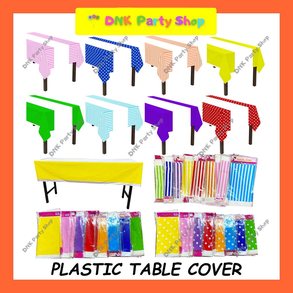Plastic Party Table Plain Polka Dots Stripes Design Disposable Cover ...