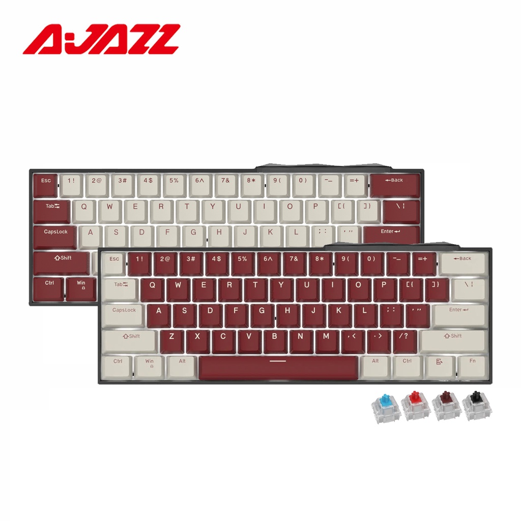 Ajazz K610T 61 Keys 60% Three-Mode Mini Wireless Keyboard with Double ...