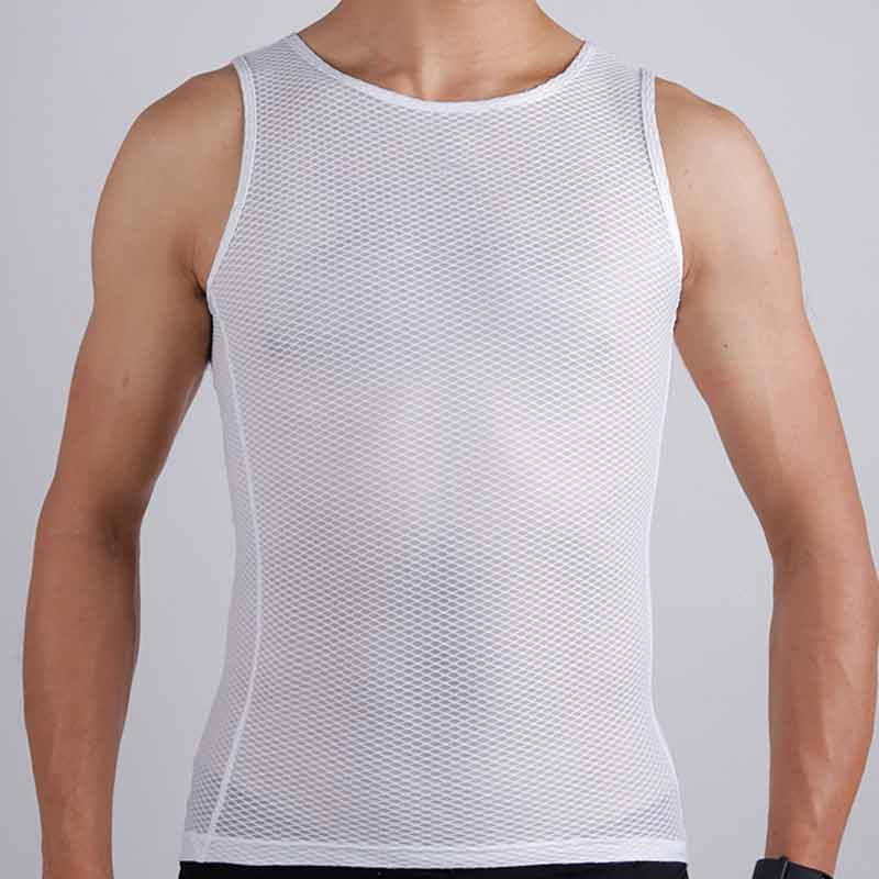 White Men Cycling Base Layer Summer Jersey Cycling Vest Breathable MTB