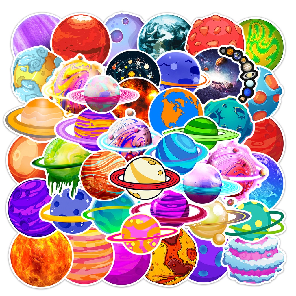 50Pcs Space Universe Planet Cartoon Graffiti Stickers For Luggage ...