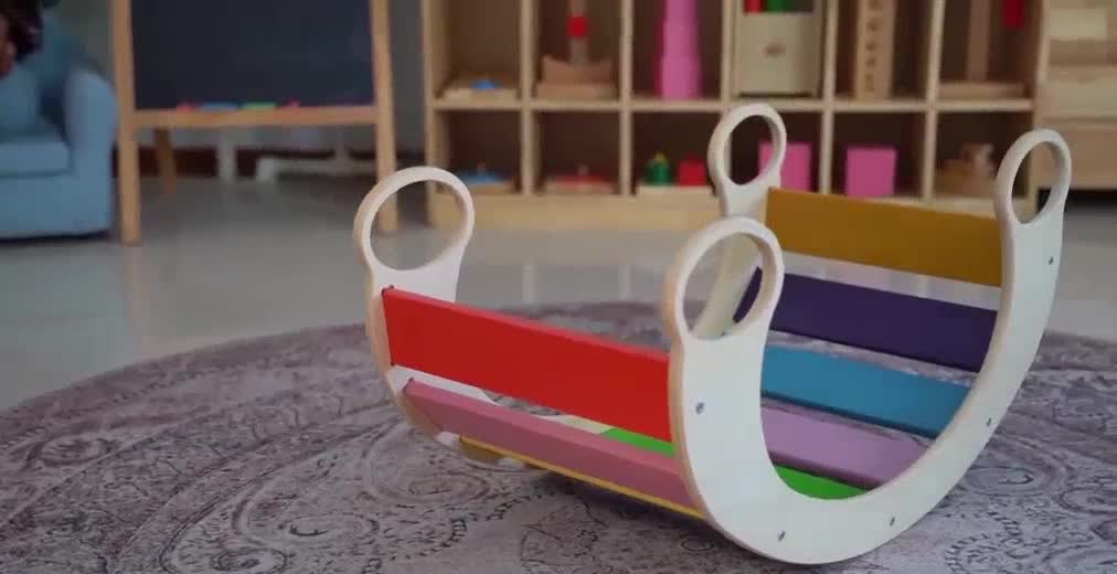 Wooden Rainbow Rocking Rocker Play Toy | Shopee Philippines