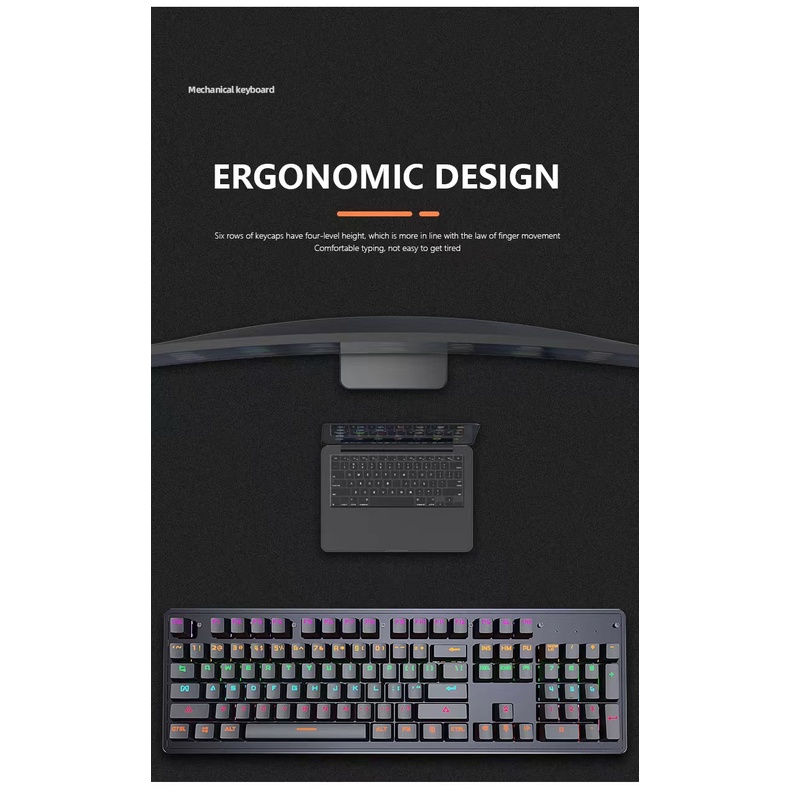 Mechanical Keyboard K880 Wired Gaming Keyboard USB RPB 104Key Apply to ...