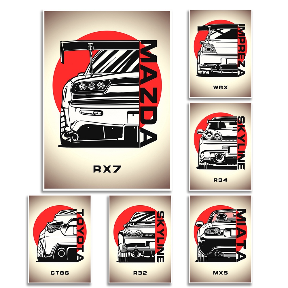 Retro Style Sports Car Rear Interior Decoration Kraft Paper Posters ...