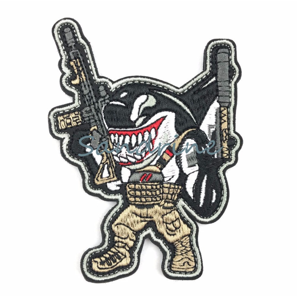 3D Embroidery Shark Soldier Tactical Morale Army Embroidery Velcro