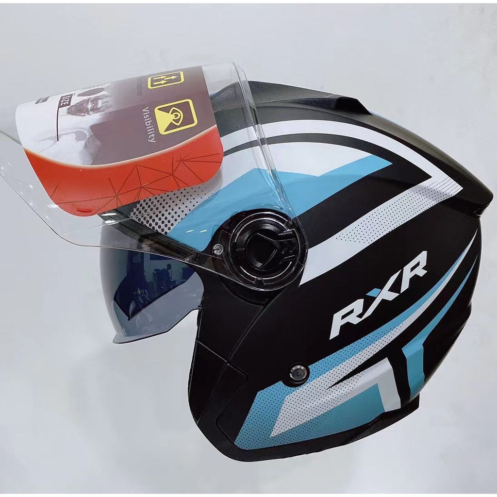 RXR HalfFace Dual Visor 065C3 Blade Motorcycle Helmet With BPS