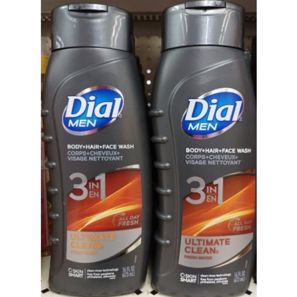 Dial Men 3in1 Body, Hair and Face Wash, Ultimate Clean Fresh Water