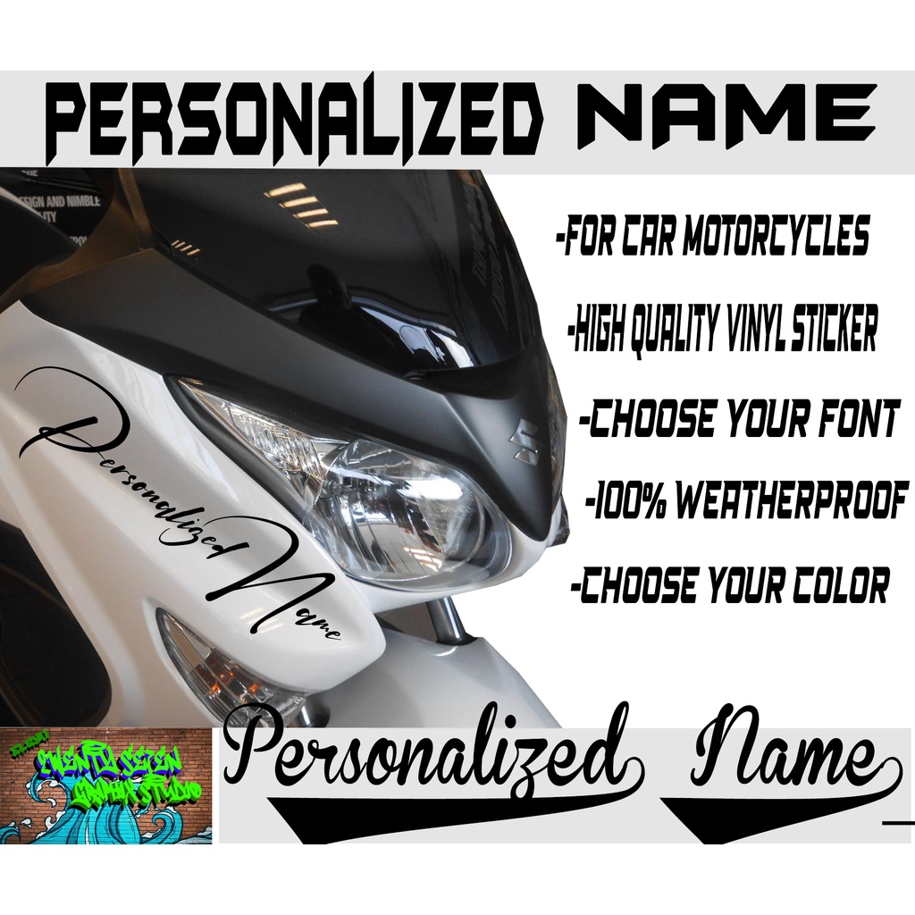CUSTOMIZED PERSONALIZED STICKER DECAL NAME / LABEL for MOTORCYCLE ...