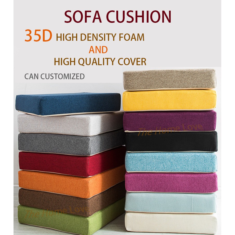 HL Linen Cushion 35D High Density Foam Sofa Seat Cushion / Heighten Mat