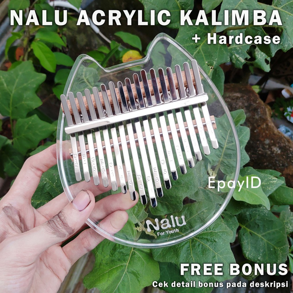 Nalu Kalimba 17 Keys Cat Cat Acrylic Crystal with HARDCASE FREE BONUS