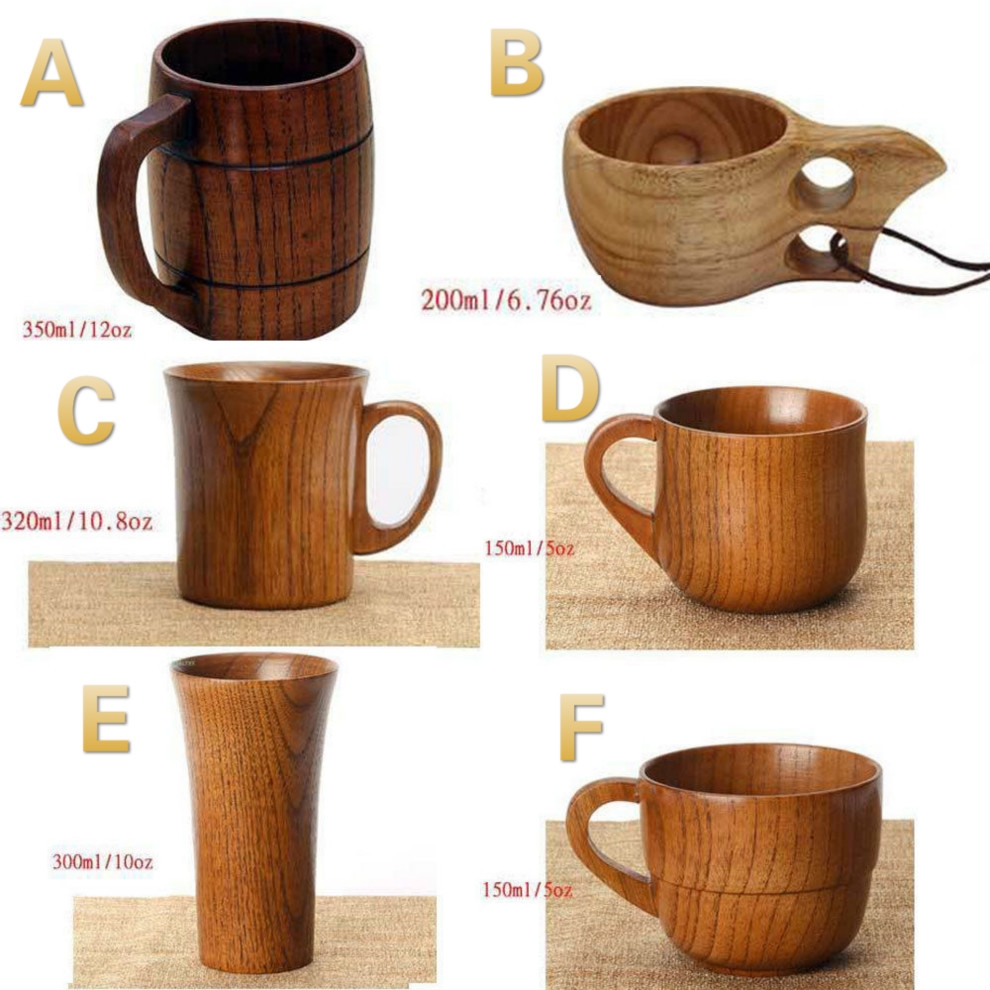 1pcs Wooden Cup Primitive Handmade Natural Coffee Tea Beer Juice Milk ...