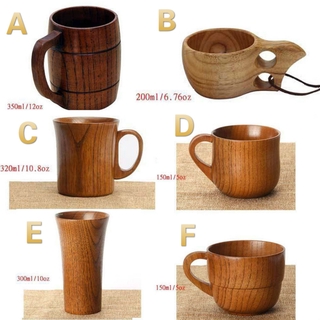 320ml Large Wooden Cups with Handles Chinese Wooden Cups Coffee Milk Wine  Beer Tea Cups Drinking