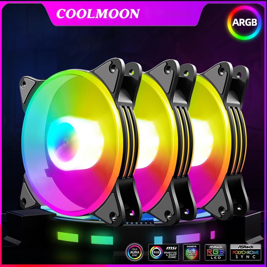 COOLMOON RGB Fan 120mm PC Cooling Fan Quiet Gaming PC Cooling Fans for