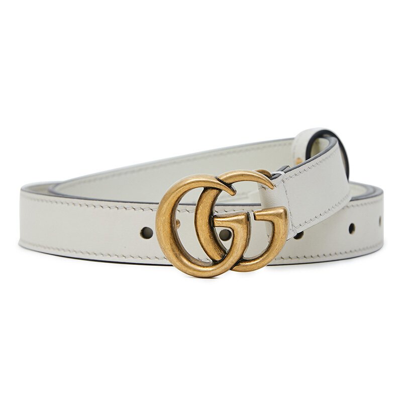 Gucci GUCCI Luxury Gift Beige Cowhide DoubleGBuckle Buckle Women s