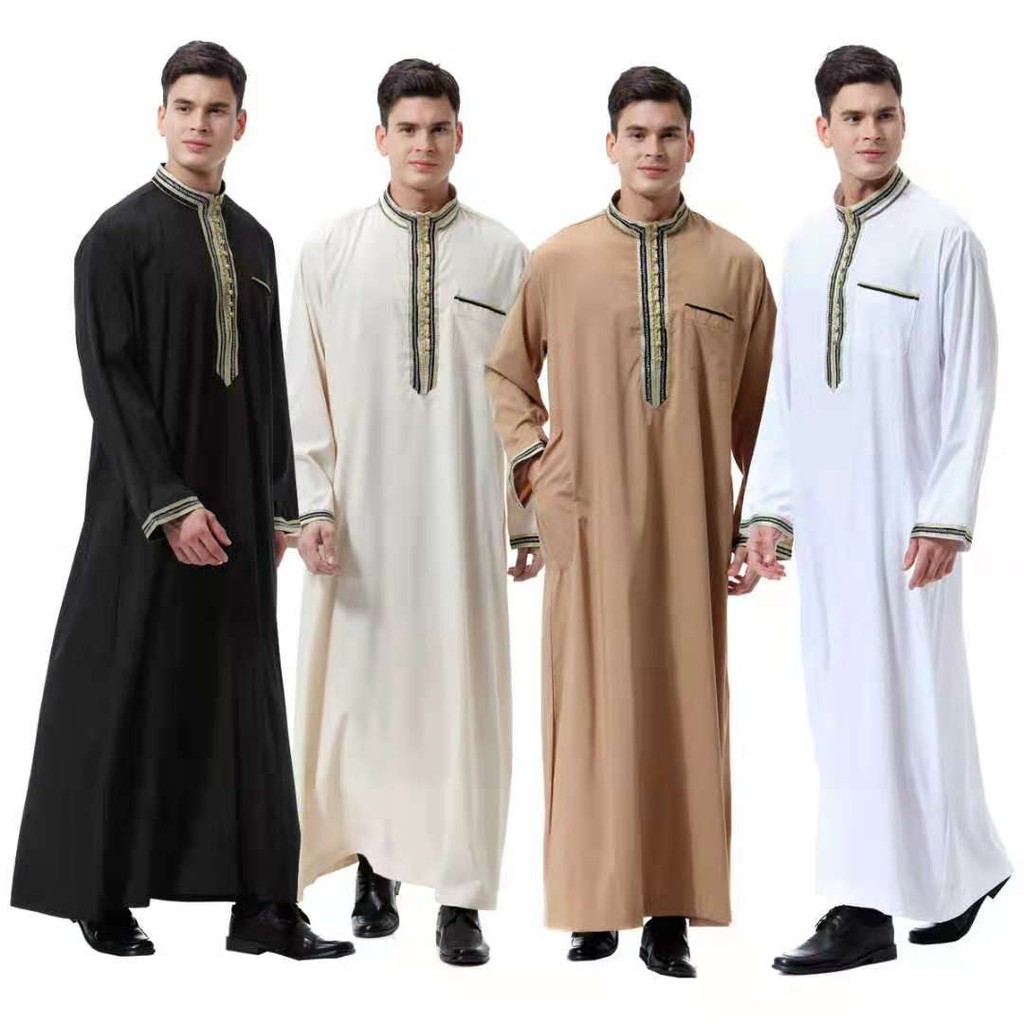 Saudi Arab Abaya Islamic Clothing Men Long Robe Kaftan Muslim Prayer ...