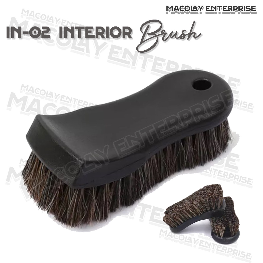 Car interior cleaning brush, Horsehair, plastic handle color may vary