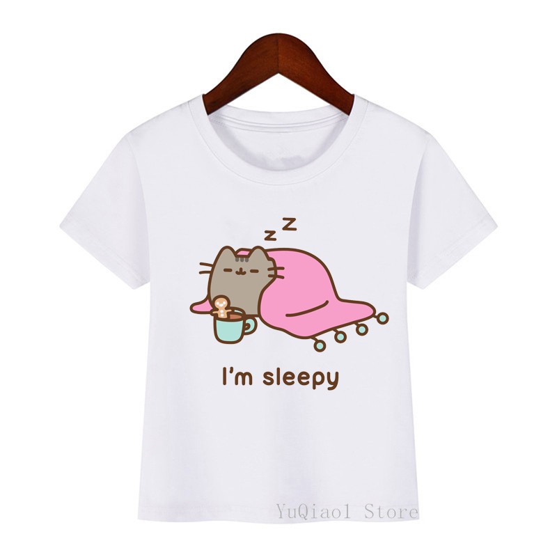 Lovely Sleeping Pusheen Cat Print Tee Shirt Summer 2021 Children's T ...