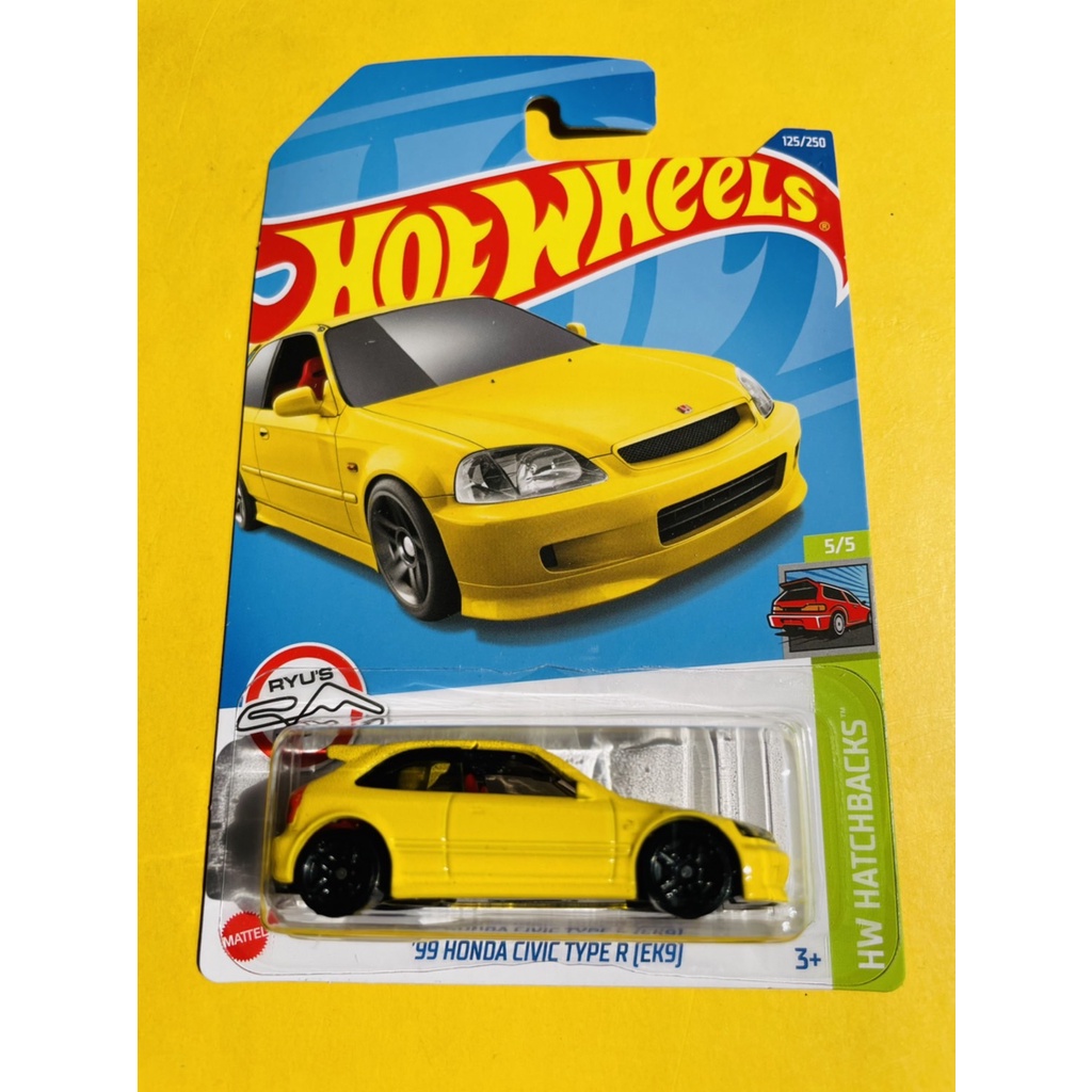 Hotwheels Hot Wheels 99 Honda Civic Type R Ek9 Yellow Hw Hatchbacks Lot F 2022 Diecast 3052