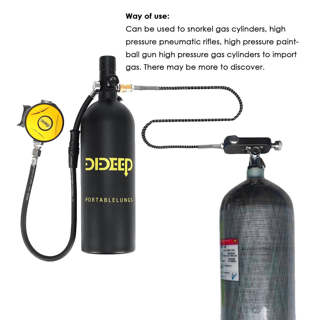 DIDEEP 2L Scuba Diving Tank Vest bag Adapter Mini Oxygen Cylinder Set ...