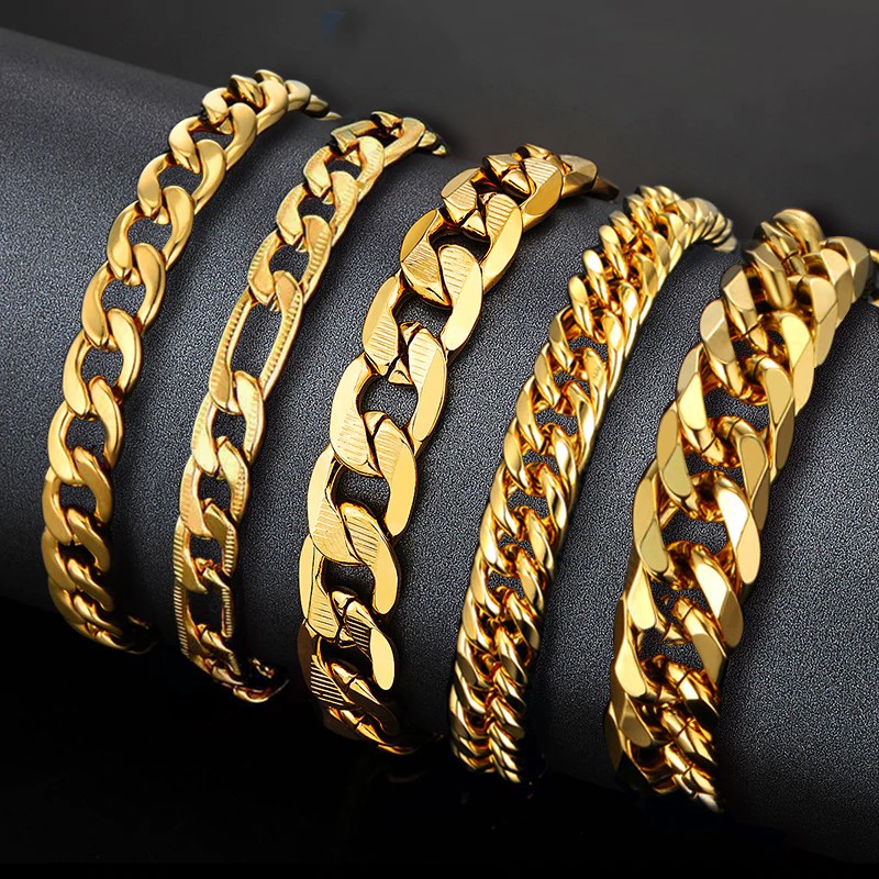 Bracelet For Men 18K Saudi Gold Jewelry Stainless Bracelet Gold 