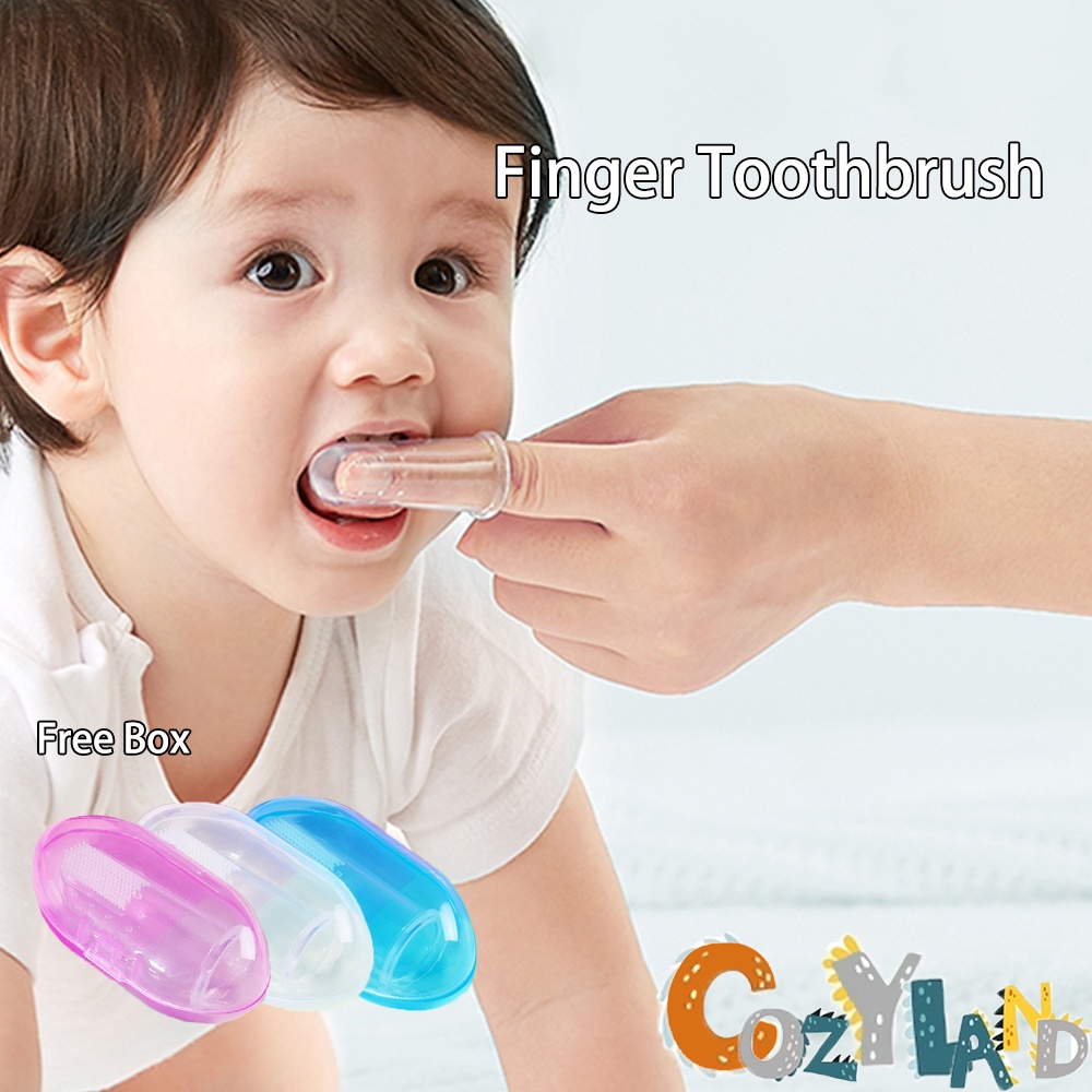 Cozyland Finger baby toothbrush soft silicone baby tongue brush for