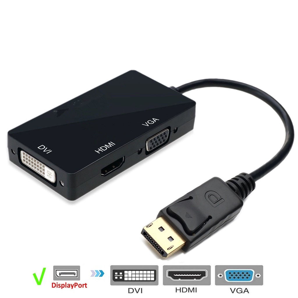 3 in 1 DisplayPort DP To HDMI DVI VGA Adapter Cable 1080P Converter For