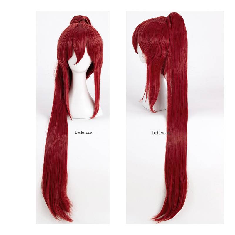 fairy tail Elza Scarlet cos wig dark red short hair + 1 meter tiger