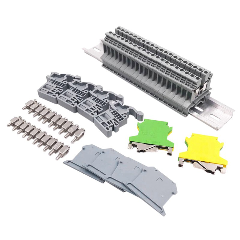 Din Rail Terminal Blocks Kit Uk2.5N 12 Awg Terminal Blocks Ground