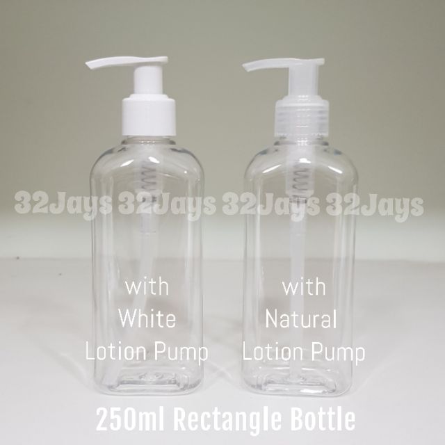 Plastic Rectangular 250ml Lotion Pump Bottle Empty Rectangle Liquid ...