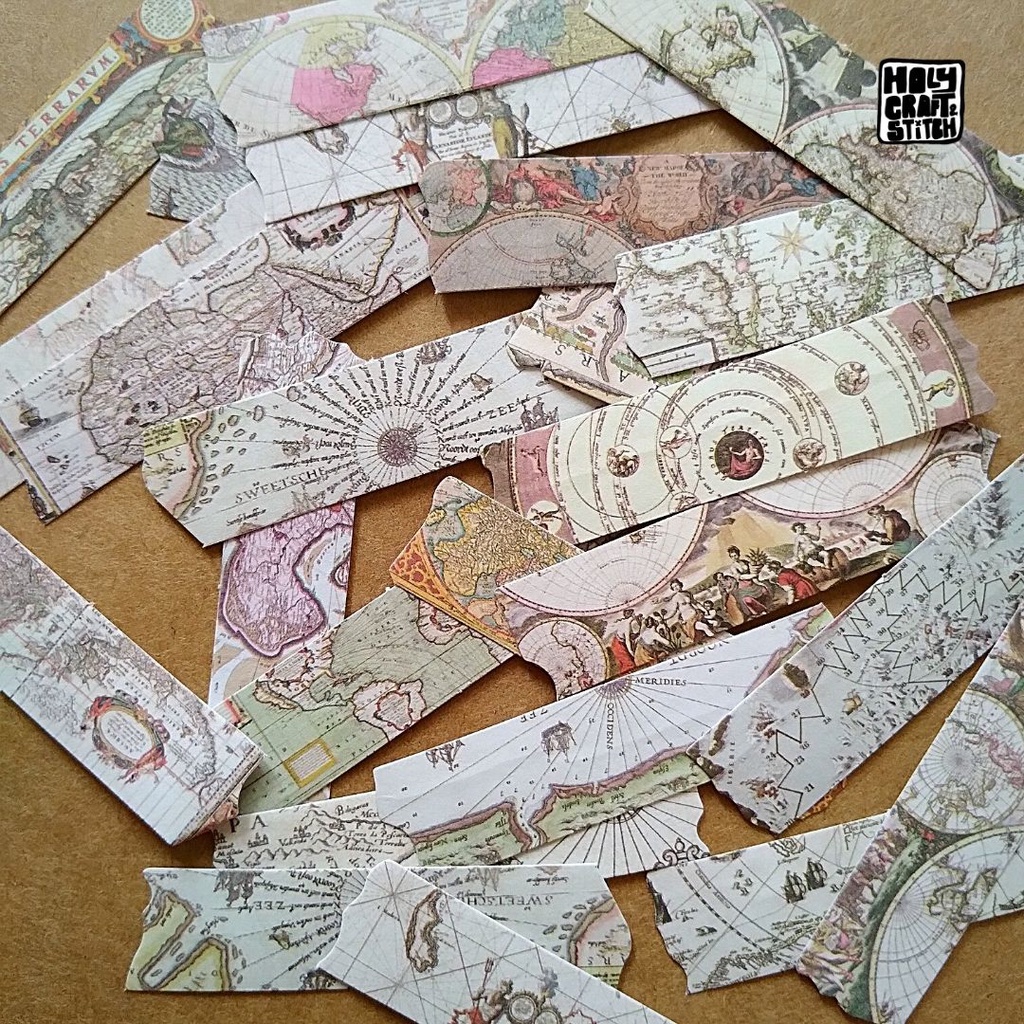 Vintage World Map Sticker Tape 5 pcs sampler Journal Diary Design I ...