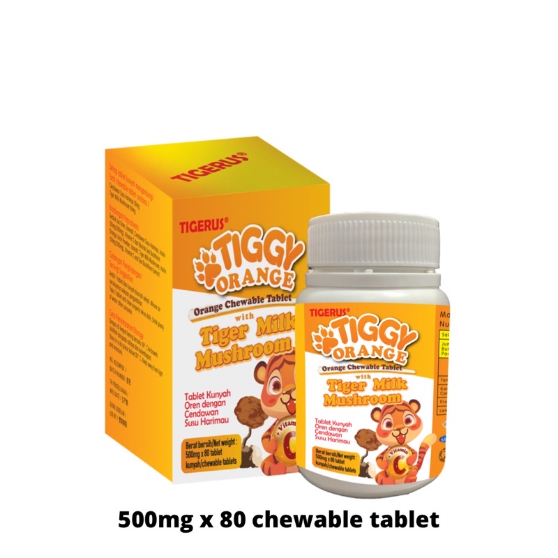 Tigerus Tiggy Orange 500mg Chewable Tablets 80's (Free Colour Pencil ...