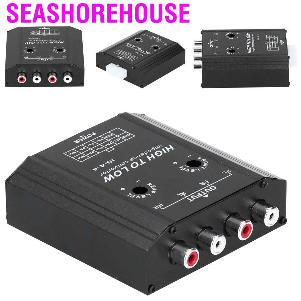 Seashorehouse 12V 4 Channel Audio Impedance Converter High to Low RCA