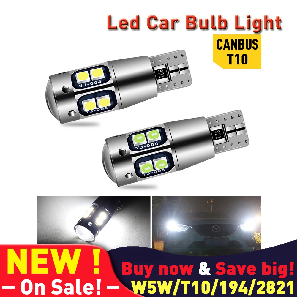 1pc T10 W5w Led Canbus Side Lights 194 168 2821 2827 5w5 Bulbs On Cars Auto  Goods Interior Diode Lamps License Plate Light