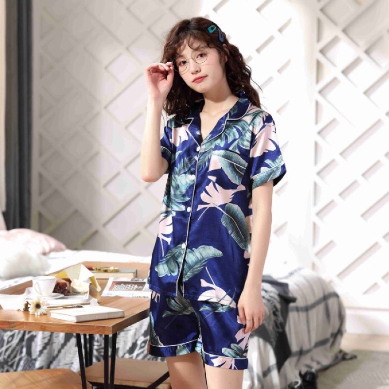 Silk Satin Sleepwear Korean Style pang tulog with design Night wear ...