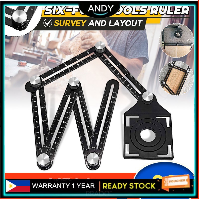 Six-fold Tools Ruler Drill Guide Open Ceramic Adjustable Tile Hole ...