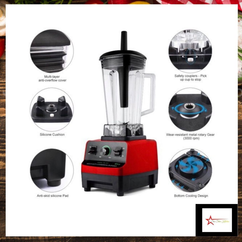 Home tools 2L Commercial 3HP Blender Ice Crusher 3000W(Red) Shopee