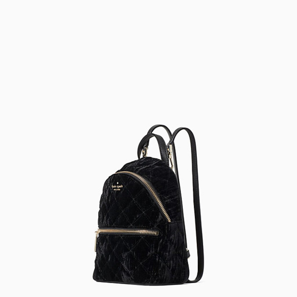 Kate Spade Natalie Crushed Velvet Convertible Mini Backpack (Black)