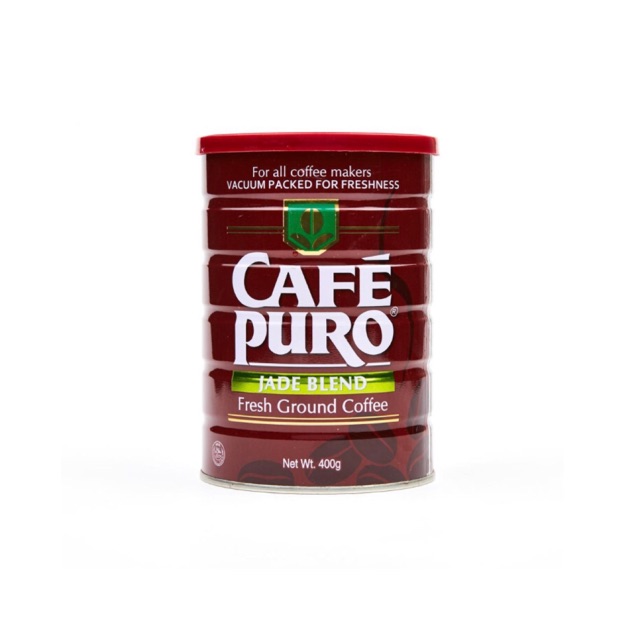 Cafe Puro Jade Blend Fresh Ground Coffee in a Tin Can 400g Shopee