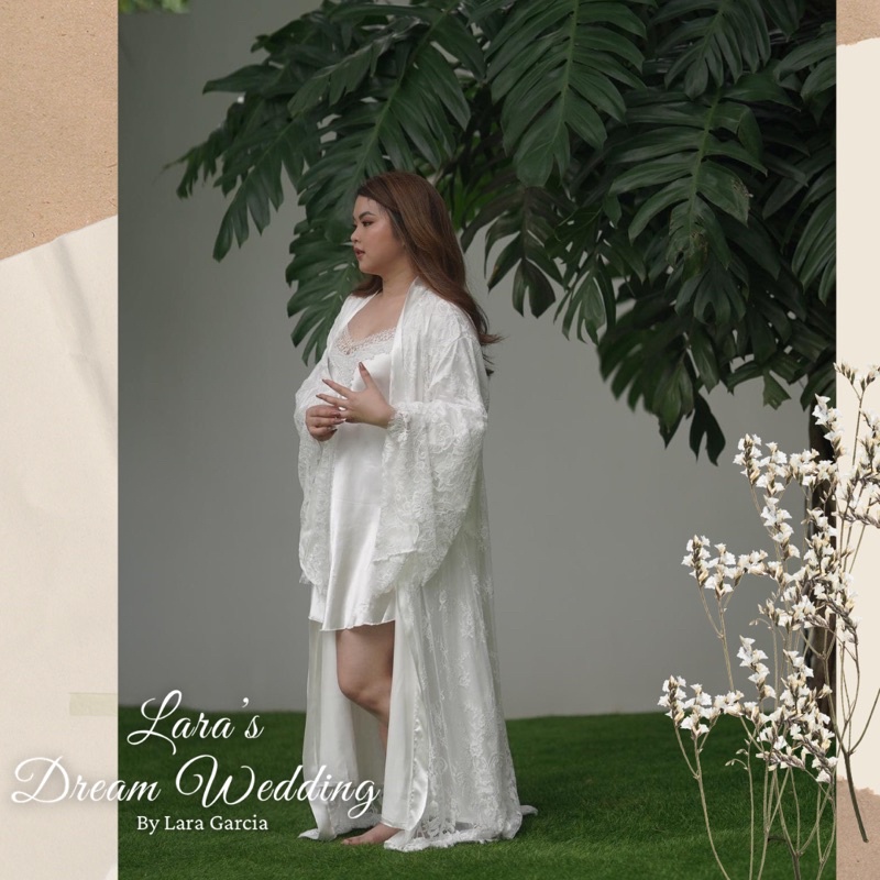 Premium BRIDAL ROBE French Lace all over (INNER NOT INCLUDED) | Shopee ...